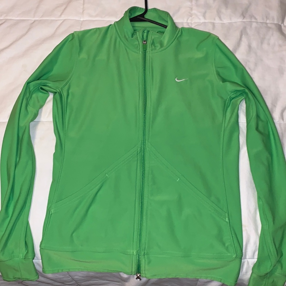 Size Medium Lime green Nike “Dri-Fit” zip up jacket.
